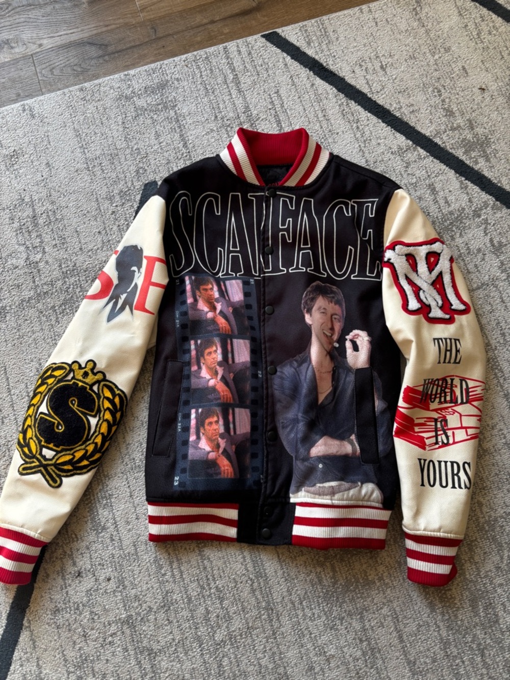 Scarface Graphic Bomber Jacket - Black & Cream